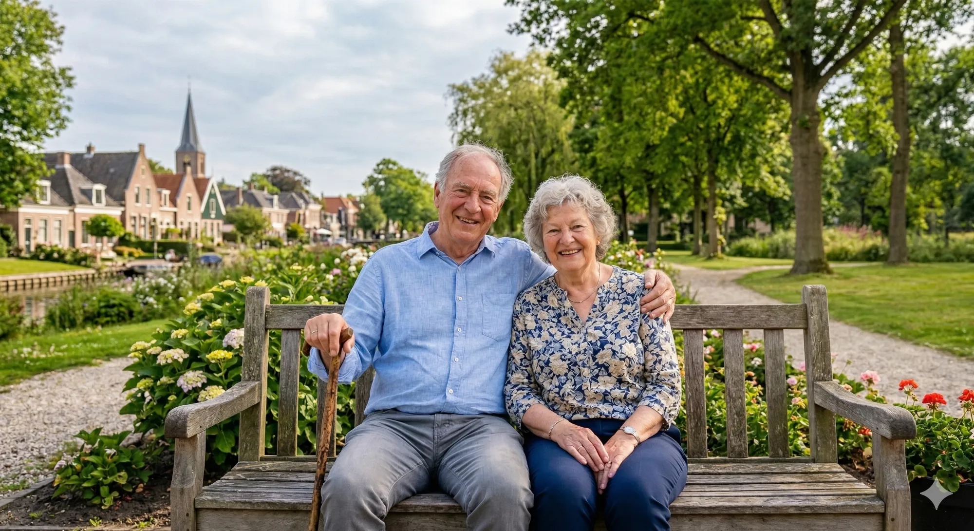 Couple Heureux dans un Parc de Village Charmant – Patron Point de Croix