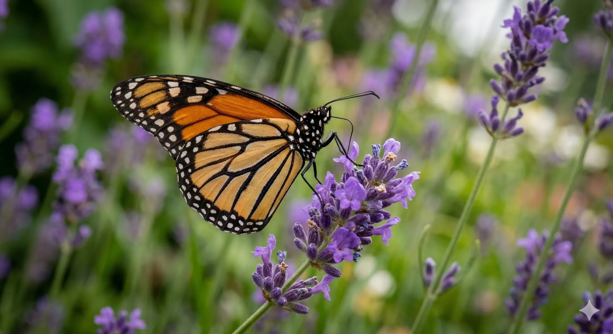 Monarchvlinder op Lavendel Kruissteekpatroon